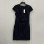 NWT Womens Blue Split Neck Short Sleeve Back Zip Sheath Dress Size 10 image number 1