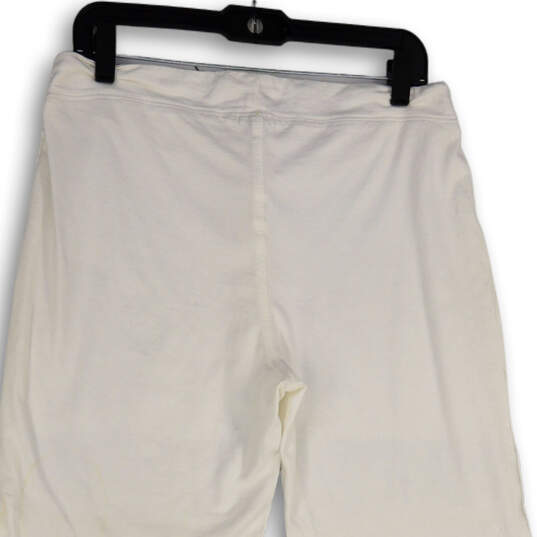 NWT Womens White Flat Front Drawstring Straight Leg Pajama Pants Size S/M image number 4
