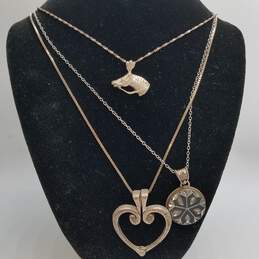 Sterling Silver Assorted Gemstone Pendant Necklace Bundle 3pcs 16.8g