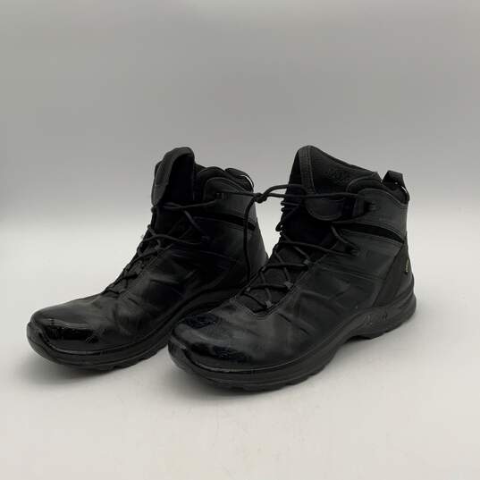 Unisex Black Eagle Black Leather Lace-Up Tactical Ankle Combat Boots Sz M11 W12 image number 3