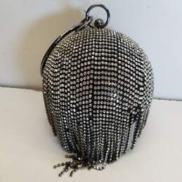 Badgley Mischka Spherical Minaudiere Rhinestone Evening Handbag Black