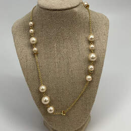 Designer J. Crew Gold-Tone Pretty White Pearl Chain Beaded Necklace