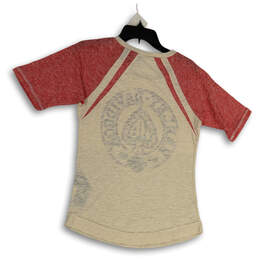NWT Womens Beige Red Space Dye Round Neck Short Sleeve T-Shirt Size Medium alternative image