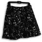 Womens Black White Floral Elastic Waist Pull-On A-Line Skirt Size Large image number 2