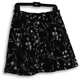 Womens Black White Floral Elastic Waist Pull-On A-Line Skirt Size Large alternative image