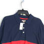 NWT Mens Navy Blue Red Colorblock Long Sleeve Collared Polo Shirt Size XL image number 3