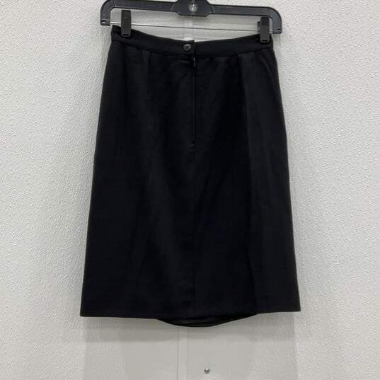 Giorgio Armani Womens Black Flat Front Back Zip A-Line Skirt Size 8 W/COA image number 2