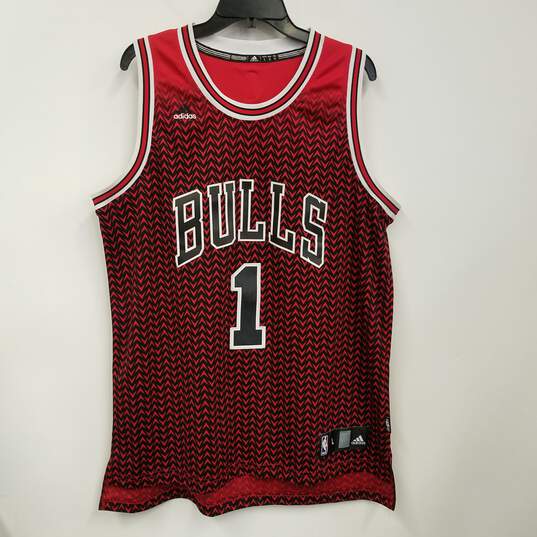 Buy the Mens Red Black Chicago Bulls Derrick Rose #1 NBA Pullover Jersey  Size Large