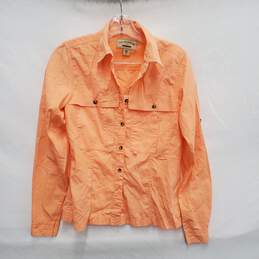 Cc Filson WM's Pastel Orange Vented Fishing Button Long Sleeve Shirt Size S