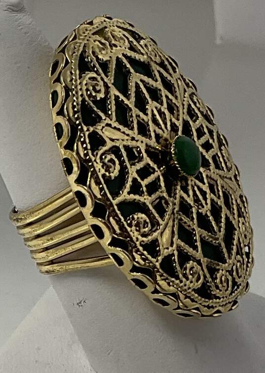 Green And Gold Fashion Ring. image number 2