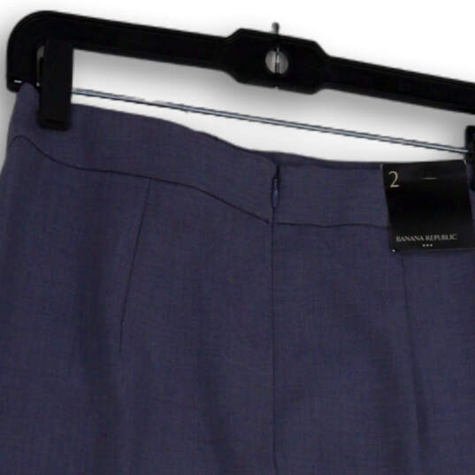 NWT Womens Blue Classic Flat Front Back Zip Straight & Pencil Skirt Size 2 image number 4