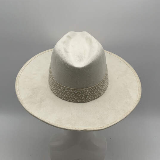 Womens White Gold Shimmer Band Wide Brim Outdoor Fedora Hat One Size image number 4