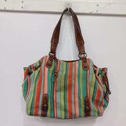 Fossil Multicolor Striped Cotton Shoulder Bag