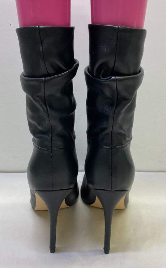 Nine West Black Leather Scrunchy Pleated Ankle Heel Boots Size 9 M image number 3