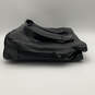 Mens Black Leather Inner Zip Pocket Bottom Studs Double Strap Laptop Bag image number 6