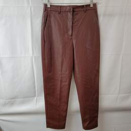 French Connection Brown Faux Leather Pants Women's 6 NWT