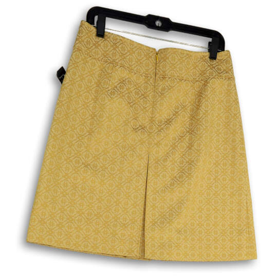 Womens Yellow Printed Flat Front Back Zip Short A-Line Skirt Size 8 image number 2
