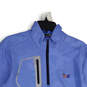 Mens Blue Camouflage Mock Neck Long Sleeve Pullover Jacket Size M image number 3