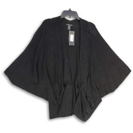 NWT Womens Black Knitted Open Front Poncho Cardigan Sweater One Size