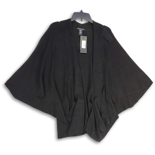 NWT Womens Black Knitted Open Front Poncho Cardigan Sweater One Size image number 1