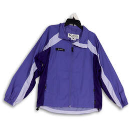 Womens Purple Long Sleeve Side Pocket Full-Zip Windbreaker Jacket Size L