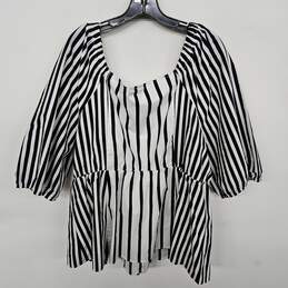 Lane Bryant Black & White Striped Blouse alternative image