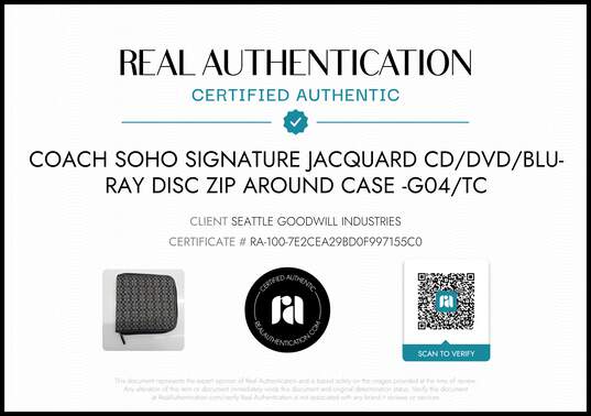 Coach Soho Grey Signature Jacquard Zip Around Disc Wallet w/COA image number 2