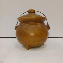 Brown 3-Footed Stoneware Crock Bean Pot Cauldron Pottery alternative image
