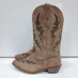 Roper Women's Brown Leather Cowboy Boots Size 10