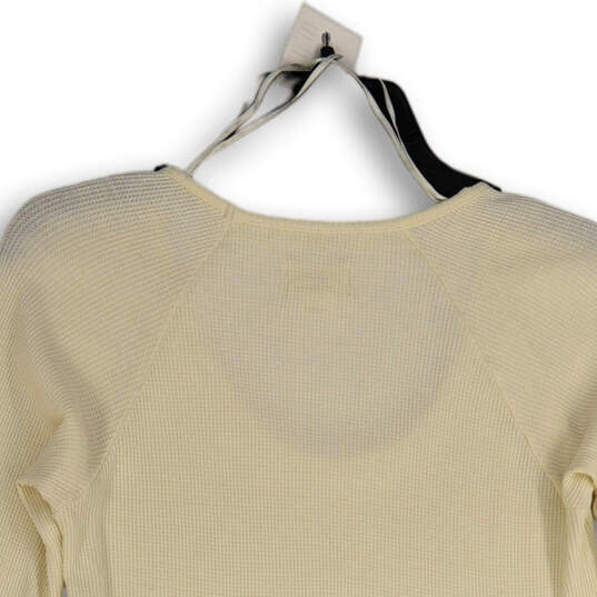 Womens White Waffle-Knit Scoop Neck Long Sleeve Peplum Blouse Top Size XS image number 4