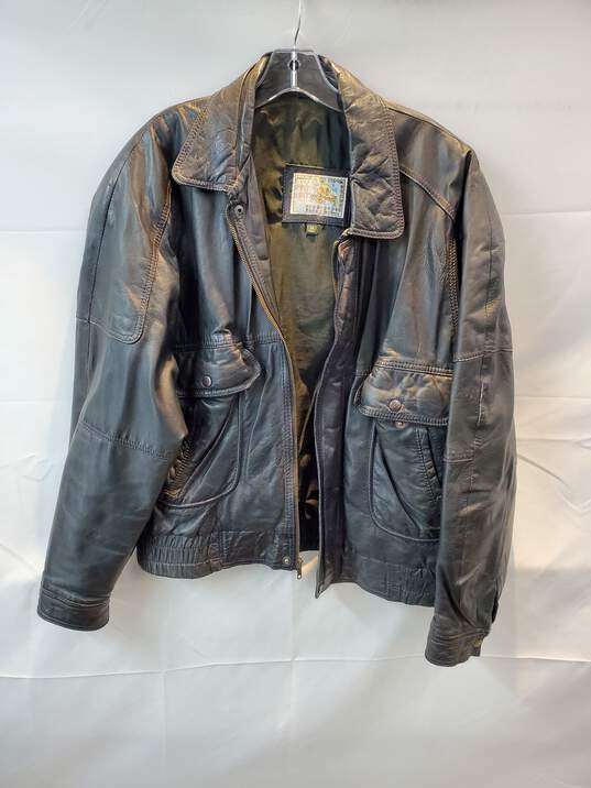 Fundamental Fashion Gino Leathers Black Full Zip Leather Jacket Size M image number 1