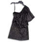 Womens Black Sequin One Shoulder Flutter Sleeve Pullover Mini Dress Size 12 image number 2
