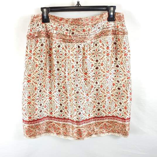 Studio Women Ivory Floral Silk Split Skirt M NWT image number 2