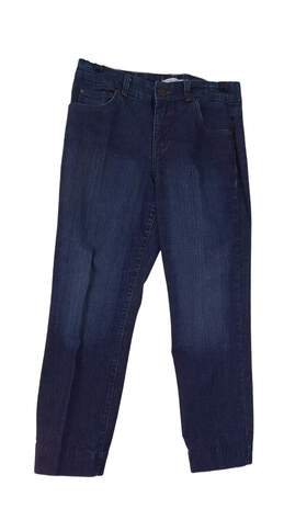 Womens Blue Dark Wash Stretch Denim Straight Leg Jeans Size 8P