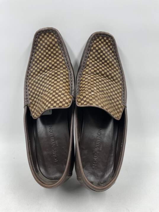Authentic Louis Vuitton Brown Calf Hair Loafers M 10 image number 6