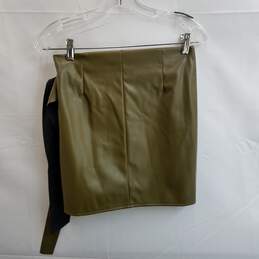 Vero Moda Women's Olive Faux Leather Bella Wrap Mini Skirt Size XS alternative image