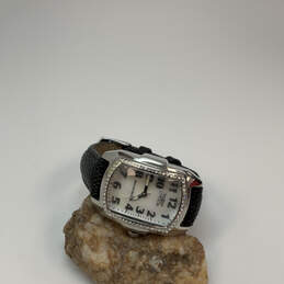 Designer Invicta 20524 Silver-Tone Crystal Leather Strap Analog Wristwatch