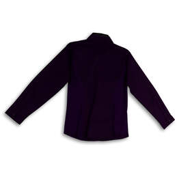 NWT Womens Purple Long Sleeve Pleated Collared Button-Up Shirt Size SP alternative image