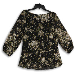 NWT Womens Multicolor Floral Scoop Neck 3/4 Sleeve Blouse Top Size L alternative image