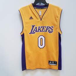 Adidas Mens Yellow Los Angeles Lakers Kyle Kuzma #0 NBA Jersey Size Small