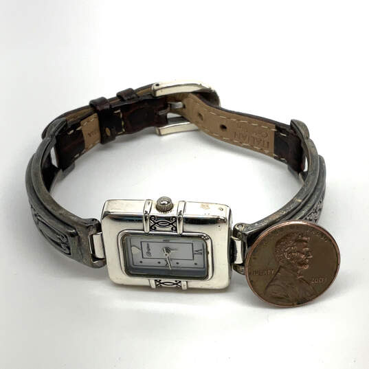 Designer Brighton Madrid Silver Leather Adjustable Quartz Analog Wristwatch image number 1