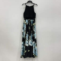 NWT Womens Black Floral Sleeveless Round Neck Back Zip Maxi Dress Size 10 alternative image