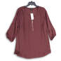 NWT Womens Purple Meila Relaxed Fit Front Zip 3/4 Sleeve Blouse Top Size 18 image number 1