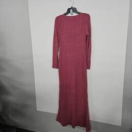 Pink Long Sleeve Ribbed Knit Square Neck Dress alternative image