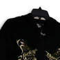 Womens Black Printed Knitted Long Sleeve Full-Zip Hoodie Size Small image number 3