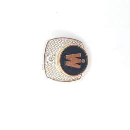10K White Gold Diamond M Pin 2.4g
