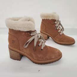 Timberland Sienna Brown Suede Waterproof High Shearling Hiker Boots Women's Size 7