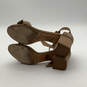Womens Brown Suede Open Toe Ankle Strap Block Strappy Heels Size EURO 38 image number 5