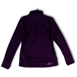 Womens Purple Mock Neck 1/2 Zip Thumb Hole Pullover T-Shirt Size Medium alternative image