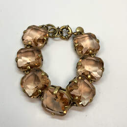 Designer J. Crew Gold-Tone Crystal Stones Spring Ring Chain Bracelet alternative image